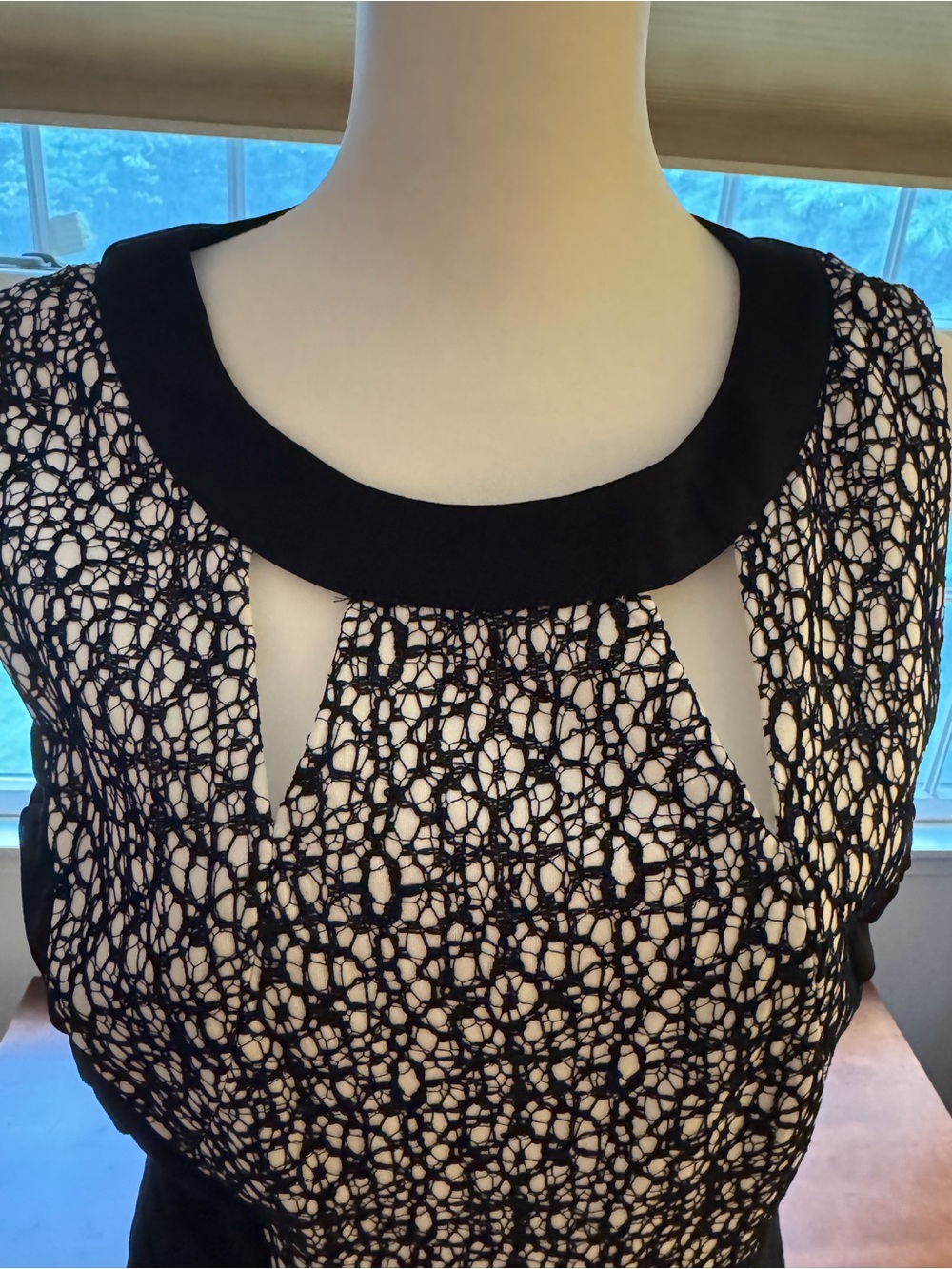 Jax Black & Cream Lace-Overlay Dress with Keyhole Accents